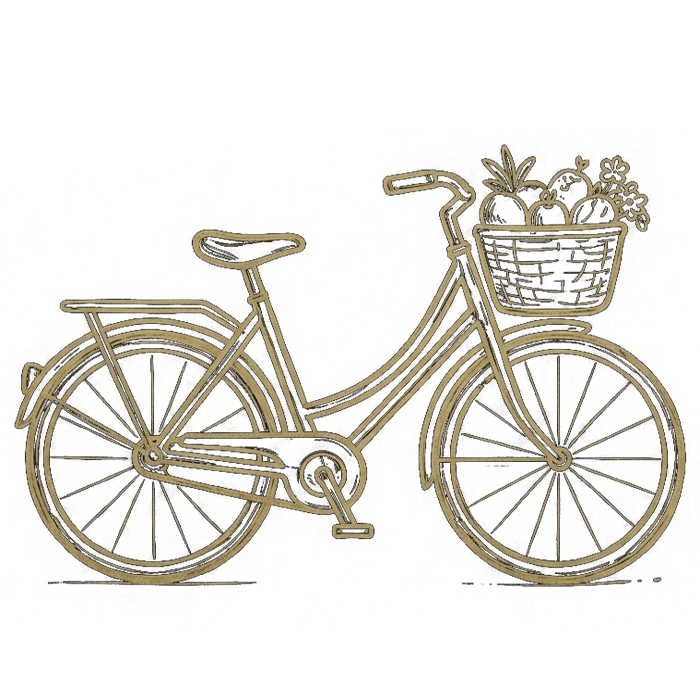 Stylized bicycle icon symbolizing cycling activities with a simple graphic background